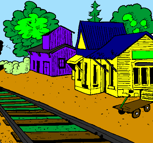 Desenho Estação de comboio pintado por DANIEL