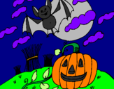 Desenho Paisagem Halloween pintado por Luana