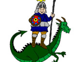 Desenho Cavaleiro São Jorge e o dragão pintado por Gabriel