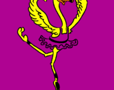 Desenho Avestruz em ballet pintado por beatriz