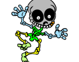 Desenho Esqueleto contente 2 pintado por stefany