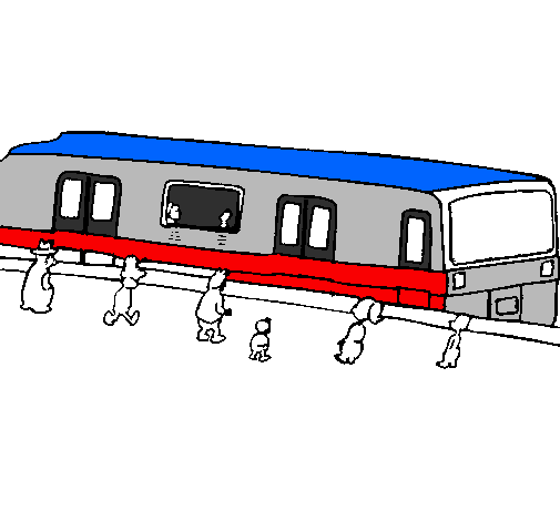 Desenho Passageiros à espera do comboio pintado por isaac