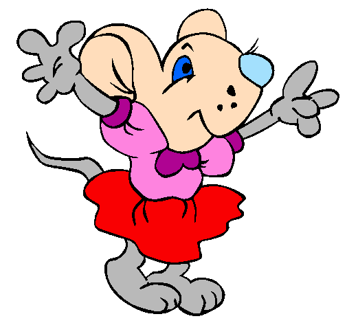 Desenho Rata com vestido pintado por jocilene