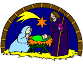 Desenho Manjedoura de natal pintado por sara santos