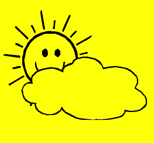 Desenho Sol e nuvem pintado por oko6o 6kyk 7nicoly rasori
