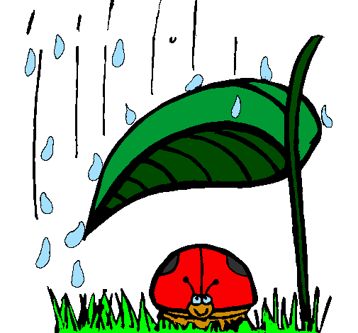 Desenho Joaninha protegida da chuva pintado por anne