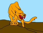 Desenho Tigre com dentes afiados pintado por mateus