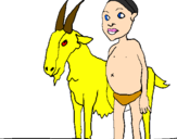 Desenho Cabra e criança africana pintado por adryan