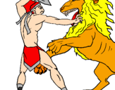 Desenho Gladiador contra leão pintado por yan 