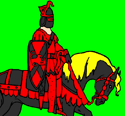 Desenho Cavaleiro a cavalo pintado por aqua man