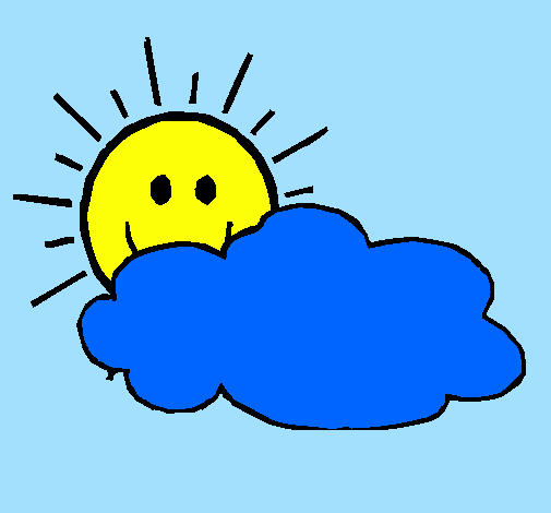 Desenho Sol e nuvem pintado por Luana