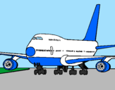 Desenho Avião em pista pintado por fred
