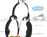 Desenho Familia pinguins pintado por gabrielle e isabella