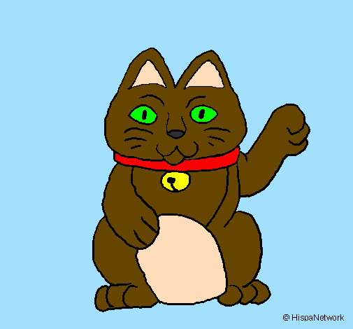 Desenho Gato da fortuna pintado por Carolzinha