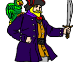 Desenho Pirata com um papagaio pintado por YORRAN