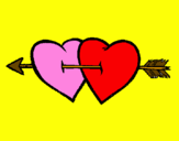 Desenho Dois corações com uma seta pintado por NETINHO
