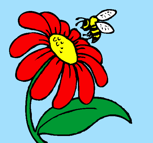 Desenho Margarida com abelha pintado por enzo