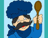 Desenho Chefe com bigode pintado por lorrane