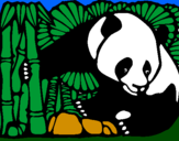 Desenho Urso panda e bambu pintado por Karine