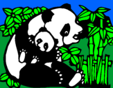 Desenho Mamã panda pintado por Karine