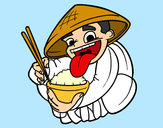 Desenho Chinês a comer arroz pintado por MarlonF