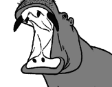Desenho Hipopótamo com a boca aberta pintado por arthur