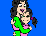 Desenho Mãe e filha abraçaram pintado por BRENDA    
