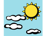 Desenho Sol e nuvens 2 pintado por evelin