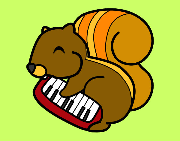 Desenho Esquilo pianista pintado por pedrohs