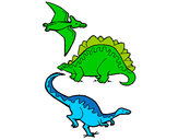 Desenho Três classes de dinossauros pintado por Jonas