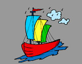 Desenho Barco veleiro pintado por Eder