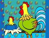 Desenho Galo e galinha pintado por Alessandr
