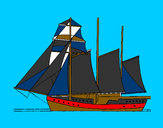 Desenho Veleiro de três mastros pintado por icaro