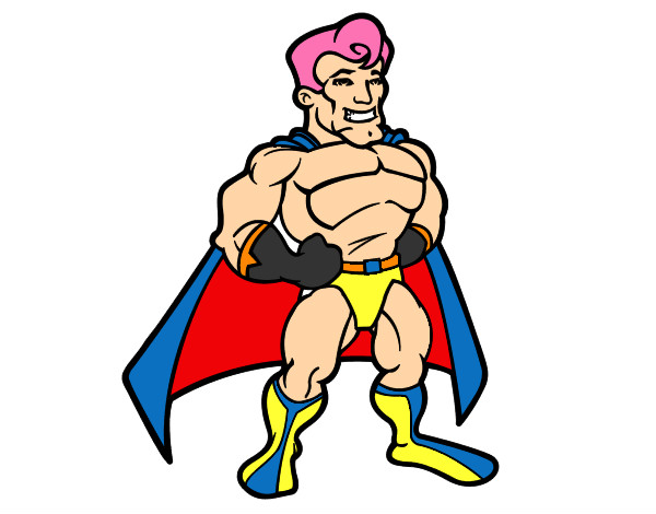 Desenho Super-herói musculoso pintado por celia