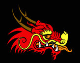 Desenho Cabeça de dragão vermelha pintado por bruninho