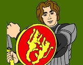 Desenho Cavaleiro com escudo de leão pintado por bruninho