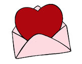 Desenho Coração num envelope pintado por wanessa