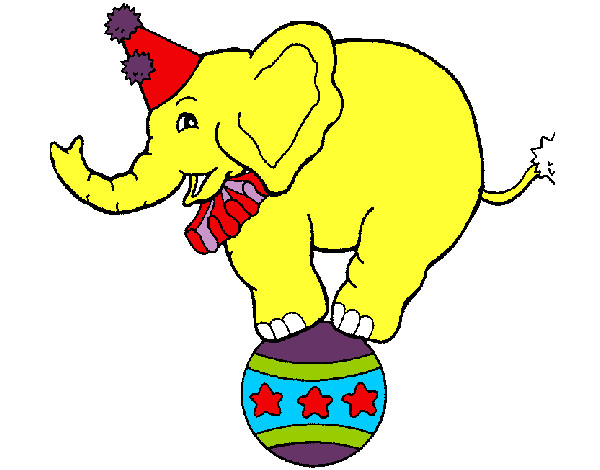 Desenho Elefante em cima de uma bola pintado por bubu1233