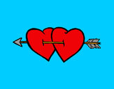 Desenho Dois corações com uma seta pintado por lauramimi
