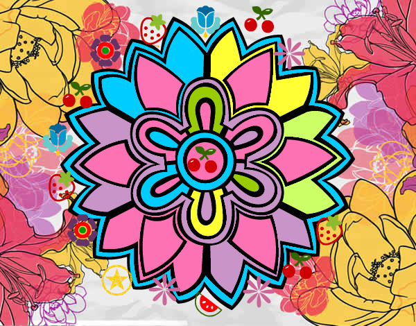 Desenho Mandala em forma flor weiss pintado por Antonella