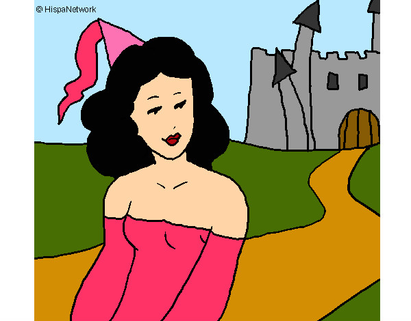 Desenho Princesa e castelo pintado por Laila