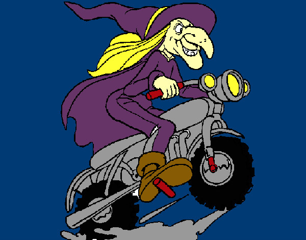 Desenho Bruxa numa moto pintado por ana2002
