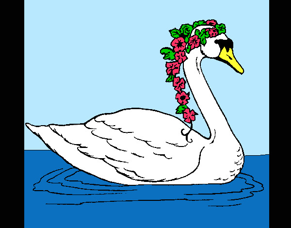 Desenho Cisne com flores pintado por nayarinha