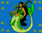 Desenho Sereia com cabelo comprido pintado por nayarinha