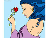 Desenho Princesa com uma rosa pintado por Yasmin10
