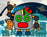 Desenho Robô com antena pintado por aleff