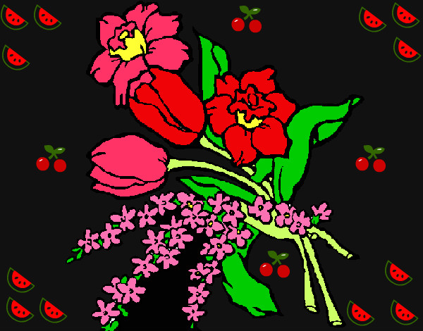 Desenho Ramo de flores pintado por nayarinha