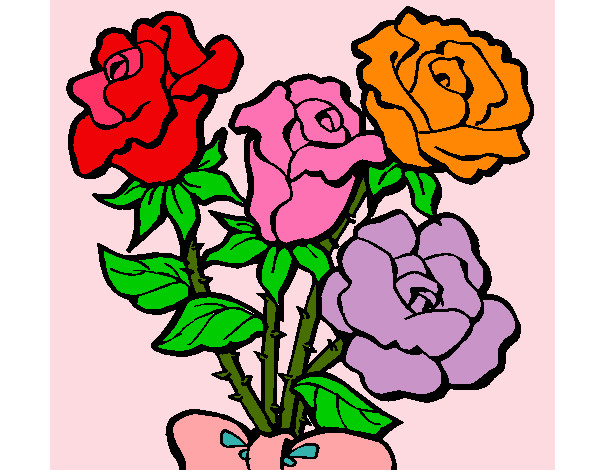 Desenho Ramo de rosas pintado por teca