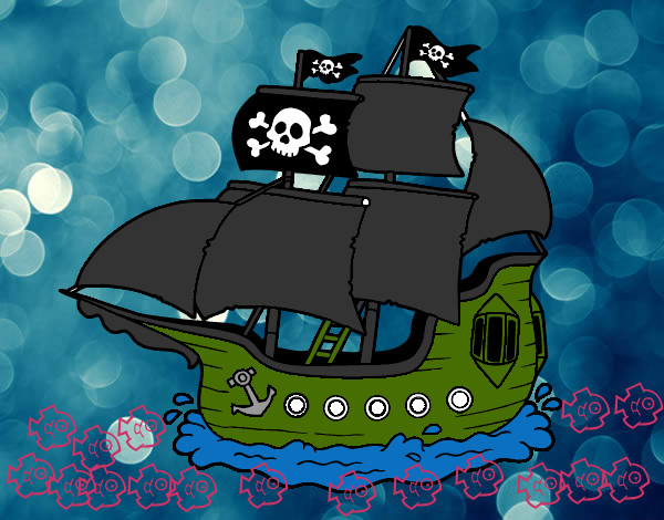 Desenho Barco pirata pintado por Guto