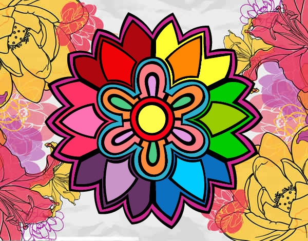 Desenho Mandala em forma flor weiss pintado por mariela